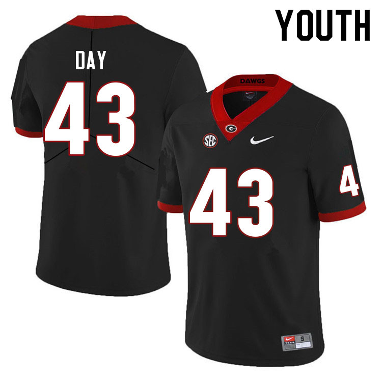 Youth #43 Davis Day Georgia Bulldogs College Football Jerseys Sale-Black Anniversary